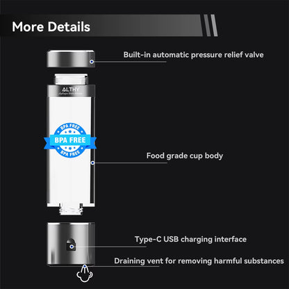 Performance Hydrogen Water Generator Bottle Dupont SPE+PEM Dual Chamber Lonizer + Ppb&Time Display + H2 Inhalation Device