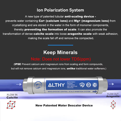 AL-WS100 IPS Whole House Water Descaler Scale Inhibition Softener System Machine anti Limescale Corrosion & Hard Water