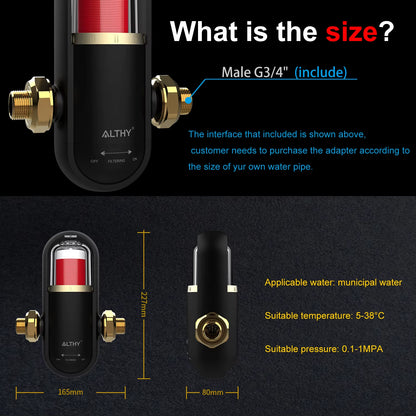 PRE-U8 Bionic Gill + Stainless Steel Mesh Pre Filter Whole House Spin down Sediment Water Filter Purifier Backwash
