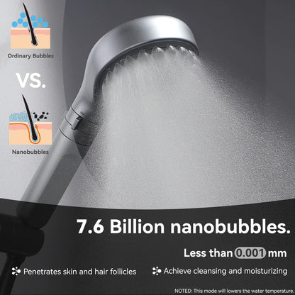 ALTHY Nanobubble Mist Handheld Shower Head Water Filter, Carbon Filter 99% Chlorine, Care Skin&Hair 3 Modes Water-Stop Button