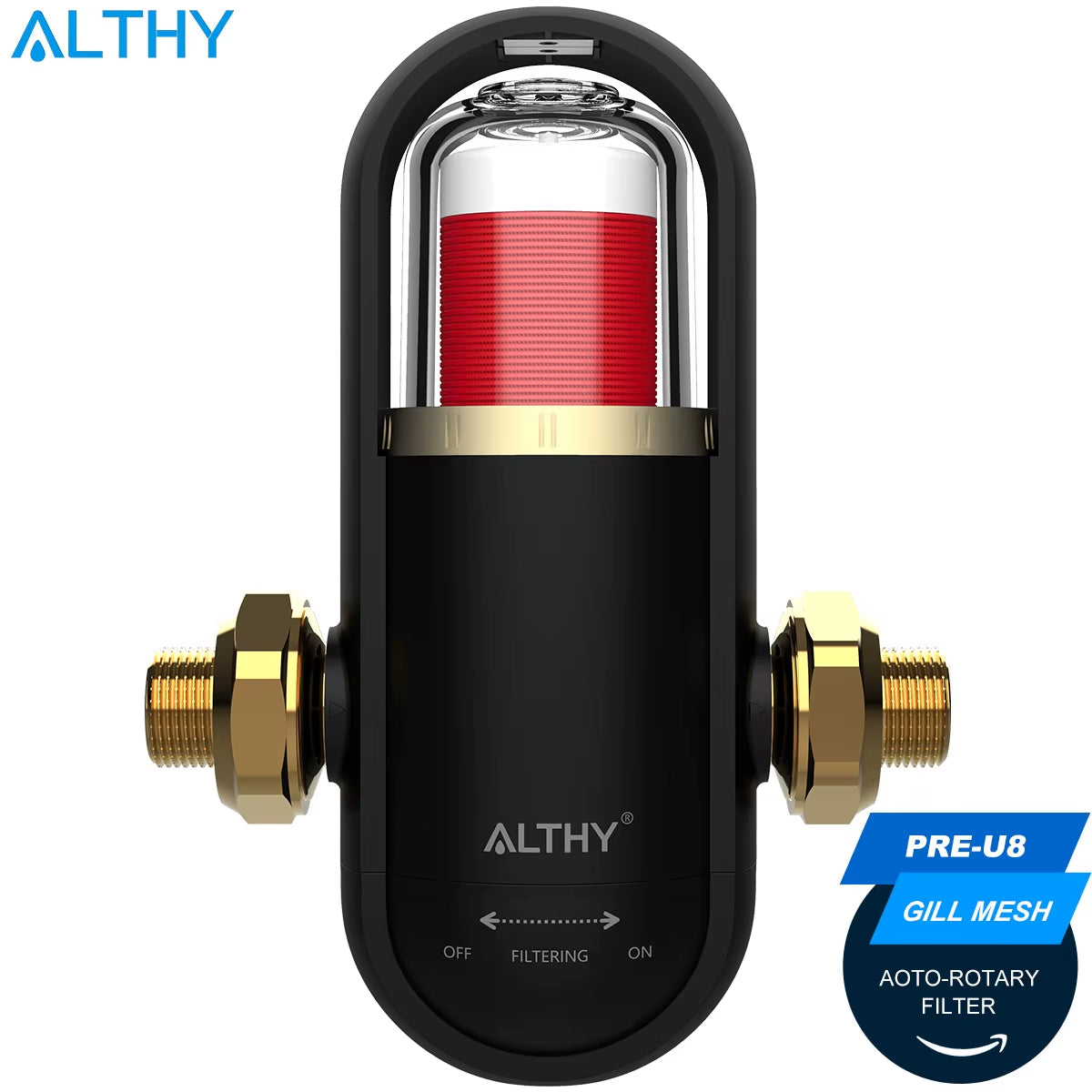 PRE-U8 Bionic Gill + Stainless Steel Mesh Pre Filter Whole House Spin down Sediment Water Filter Purifier Backwash